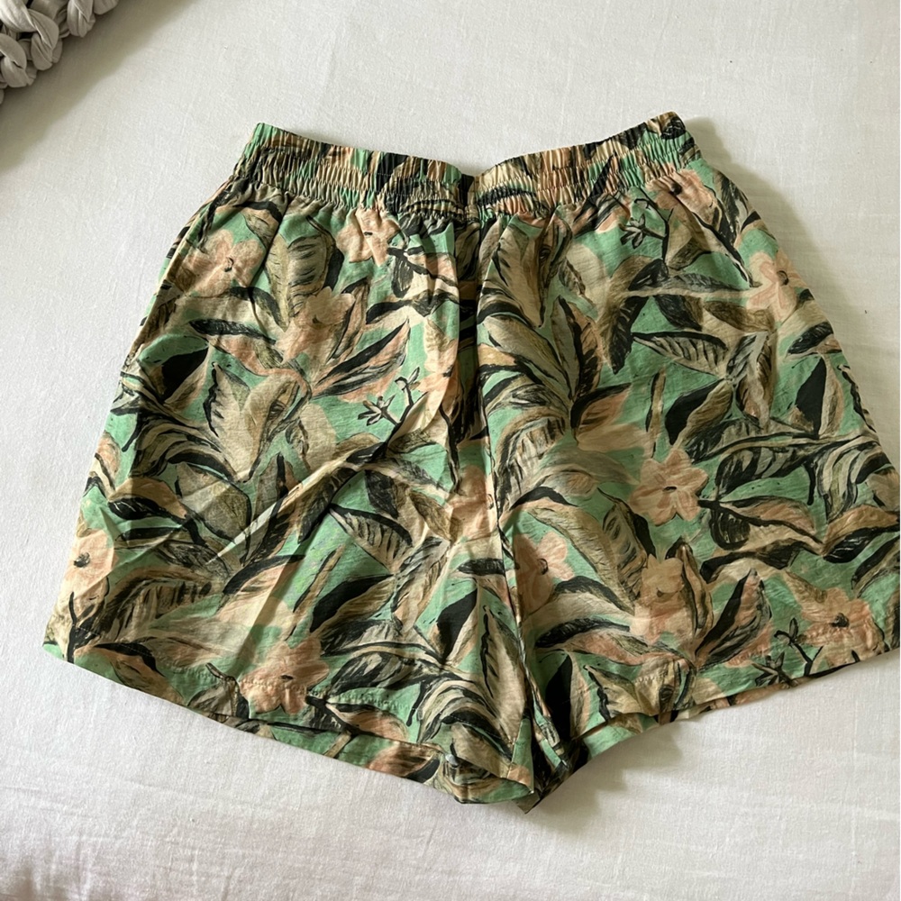 & Other Stories Green Floral High Waist Shorts
